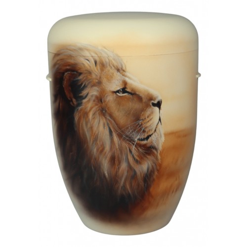 Hand Painted Biodegradable Cremation Ashes Funeral Urn / Casket – Lion